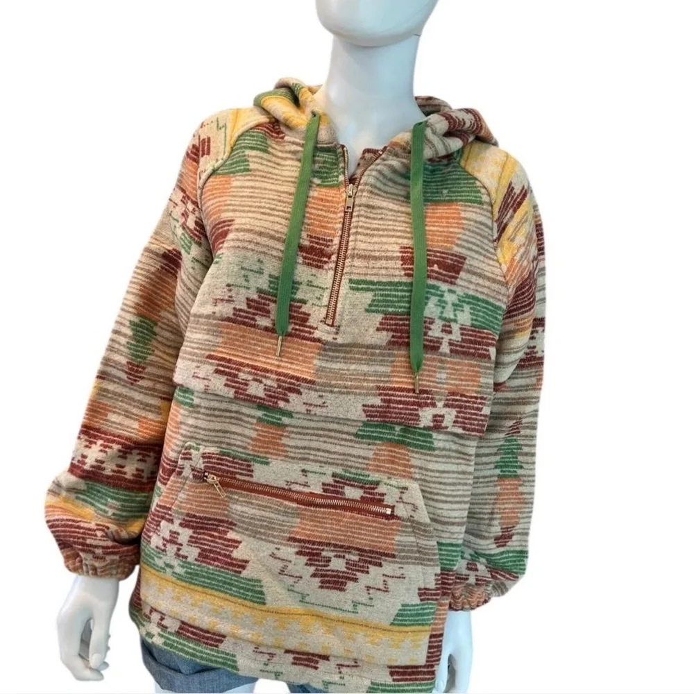 MAINSTRIP hooded fall hues half zip pullover S M L - Picture 4 of 10